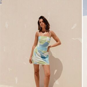 NWOT Sabo Skirt Abstract Print Mini Dress - Size M